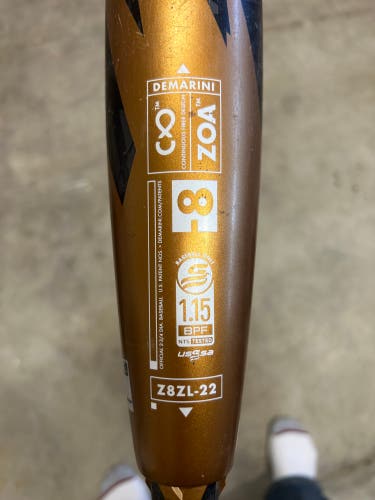 2022 DeMarini Zoa Composite USSSA Certified Bat (-8) 23 oz 31" (Used)