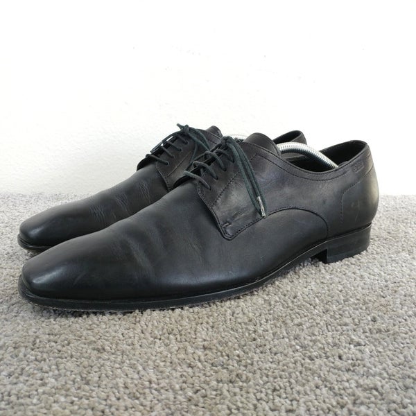 Hugo Boss Mens Size 10.5 Oxford Shoes Black Leather Lace Up Derby