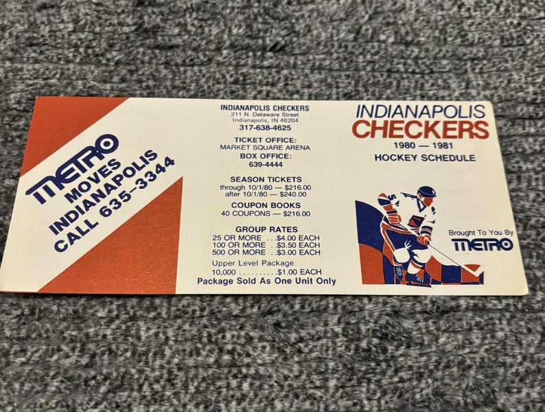 Vintage Indianapolis Checkers CHL 1980-1981 Pocket Schedule
