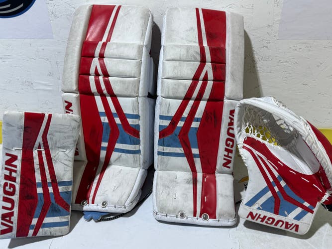 24+2" Vaughn Velocity V10 Junior Goalie Full Set, White/Red (Used)