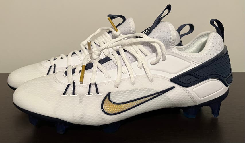 Nike Huarache 9 Elite Low LAX Lacrosse Cleats White Navy Men's 9.5 FB1296-101