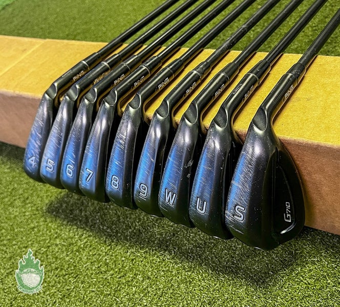 Used RH Ping Black Dot G710 Irons 4-PW/UW/SW TGI 80g Stiff Graphite Golf Set