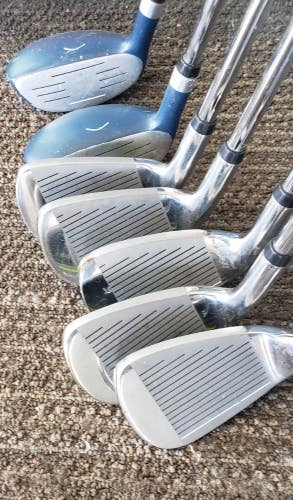 SET 7 TOP FLITE STAINLESS GOLF CLUBS 6-PW IRONS & 4 & 5 HYBRIDS VERY NICE