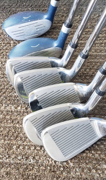 SET 7 TOP FLITE STAINLESS GOLF CLUBS 6-PW IRONS & 4 & 5 HYBRIDS VERY NICE