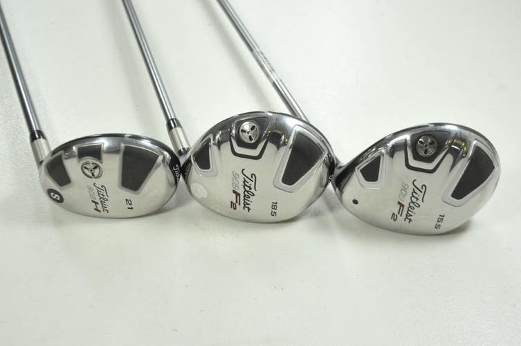 Titleist 909F2 15.5* and 18.5* Fairway Woods, 21* Hybrid Set RH Stuff # 199474