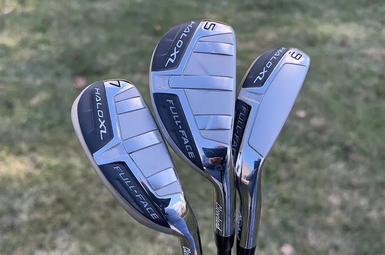 Cleveland Halo XL Full Face Irons 5-PW, GW Graphite Helium F3 Regular Flex NICE