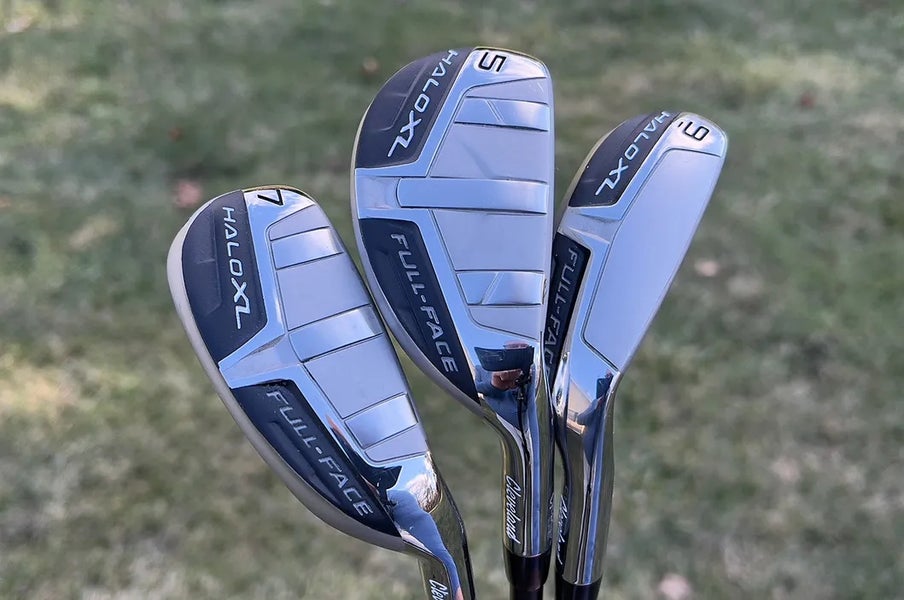 Cleveland Halo XL Full Face Irons 5-PW, GW Graphite Helium F3 Regular Flex NICE