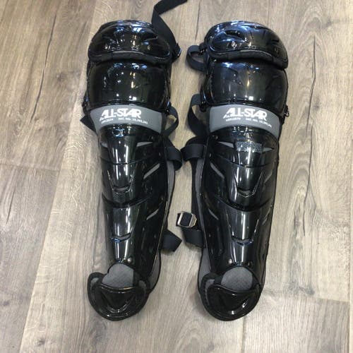 All Star System 7 Axis Youth Catcher's Leg Guard Age 9-12 Black (Used)