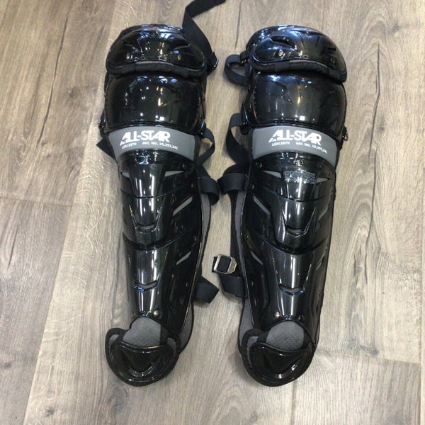 All Star System 7 Axis Youth Catcher's Leg Guard Age 9-12 Black (Used)