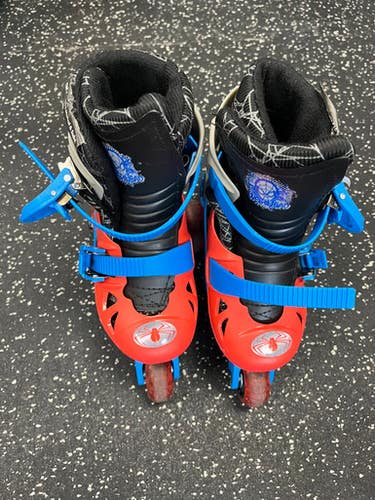 Used WEBHEAD SPIDERMAN ROLLER BLADES Child Rec Fitness Skates Royal Blue Adjustable 11849-S000029601