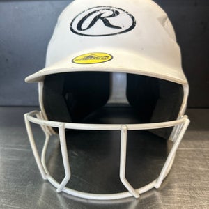 Used Rawlings RCFH Batting Helmet w/Mask White MD 11868-S000063827