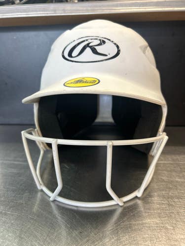 Used Rawlings RCFH Batting Helmet w/Mask White MD 11868-S000063827