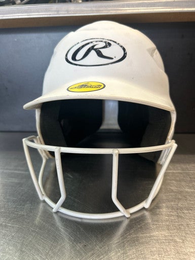 Used Rawlings RCFH Batting Helmet w/Mask White MD 11868-S000063827