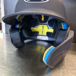 Used Rawlings HELMET W JAW Batting Helmet w/Mask Navy Blue MD 11868-S000063405