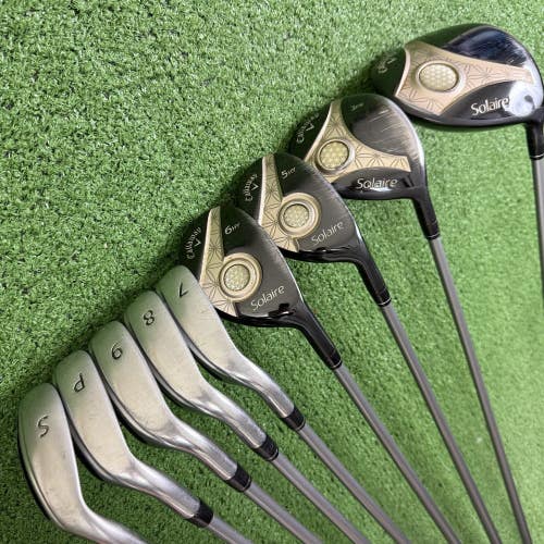 Callaway Ladies Solaire Golf Set Driver Woods Hybrids Irons Womens 9 Clubs
