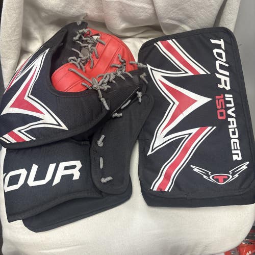 Junior Size 27 Inch Your Invader 150 Street Hockey Goalie Glove And Blocker Set