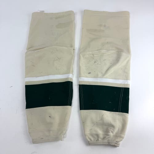 Used Iowa Wild Cream and Green CCM Socks | L | D70