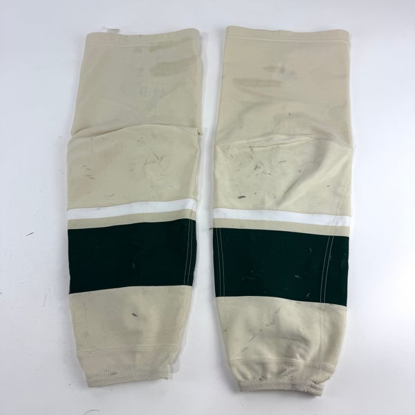 Used Iowa Wild Cream and Green CCM Socks | L | D70