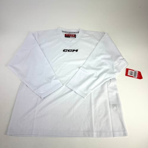 New White CCM Practice Jersey | Junior Large/XL