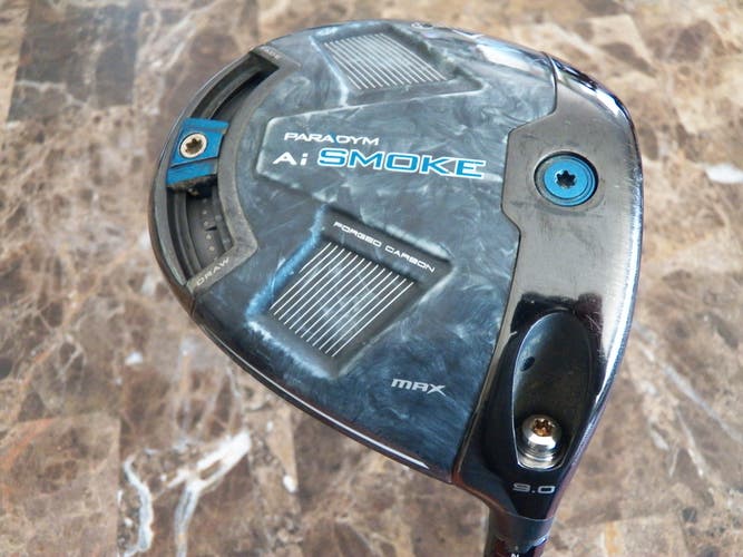 RIGHT HAND CALLAWAY PARADYM AI SMOKE MAX GOLF DRIVER 9.0 GRAPHITE TENSEI 1K S
