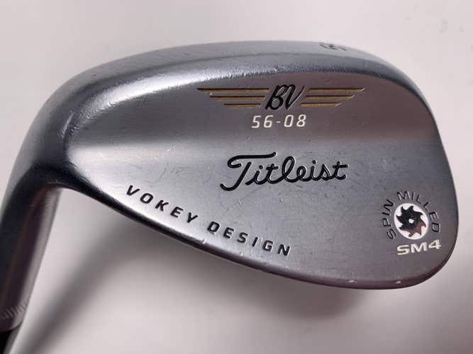 Titleist Vokey Spin Milled SM4 Chrome Sand Wedge SW 56* 8 Wedge Steel Mens LH