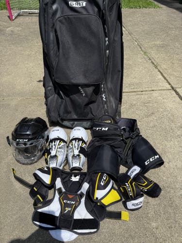 Set Of CCM Youth Hockey Gear Including Grit Bag(Used)