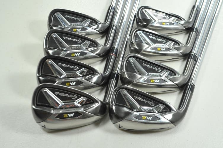 LEFT HANDED TaylorMade M2 Tour 4-PW,AW Iron Set Regular Flex Reax Steel # 199645