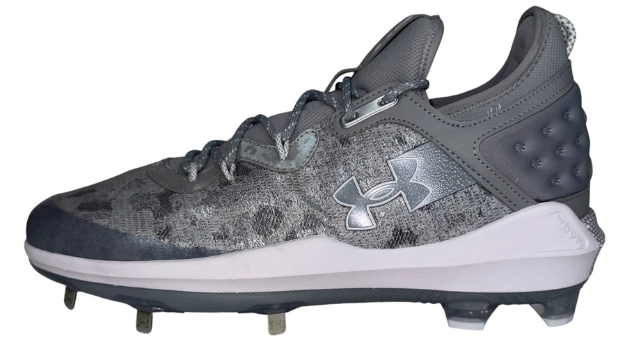 Under Armour Mens Size 14 Harper 8 Low ST Gray Metal Baseball Cleats Athletic