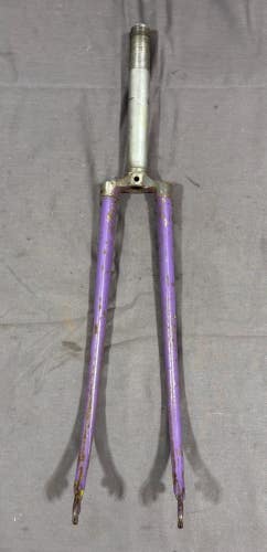 Vintage Lugged Steel 700C Road Bike Fork 185mm 1" Threaded Steerer Tube