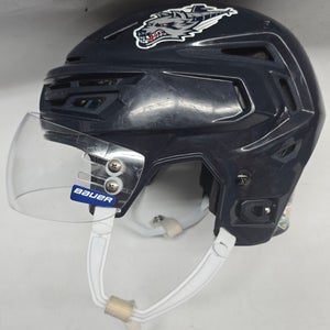 BAUER REAKT 150 PRO STOCK HOCKEY HELMET NAVY MEDIUM WOLFPACK USED #14 (14025)