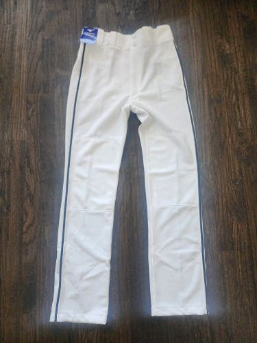 White Men's Medium Adult Mizuno Pants with Black Piping (New)