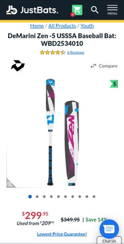2025 DeMarini CF Zen Composite USSSA Certified Bat (-5) 27 oz 32" (Used)