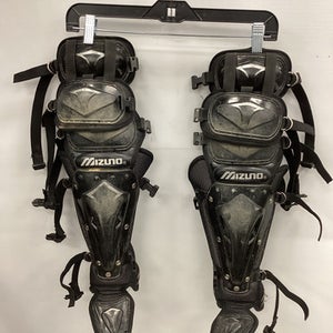 Used Mizuno SHIN Catchers Leg Guards Black Intermed 11851-S000034695