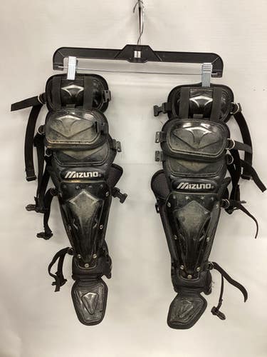 Used Mizuno SHIN Catchers Leg Guards Black Intermed 11851-S000034695