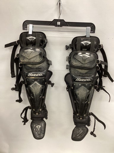 Used Mizuno SHIN Catchers Leg Guards Black Intermed 11851-S000034695
