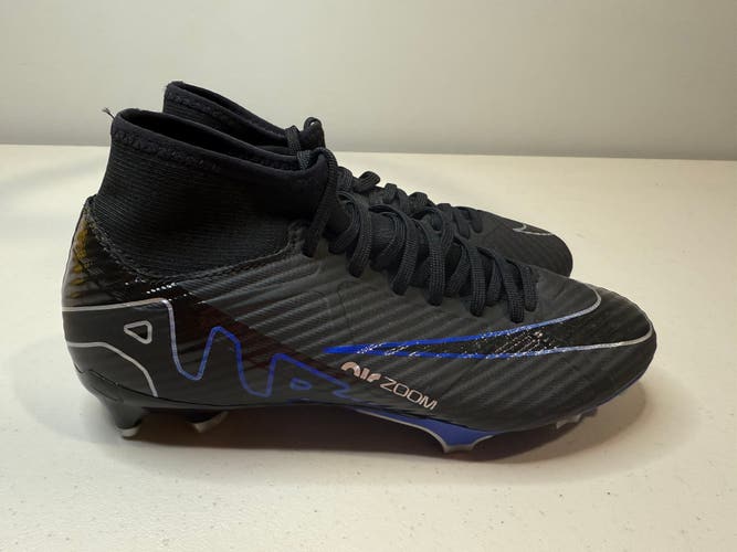 Size 4.5 Men’s Nike Zoom Mercurial Superfly 9 FG MG Soccer Cleats Black Blue