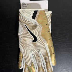 Nike Vapor Jet 8.0 Reciever Football Gloves Size XL White/Gold/Green/Black