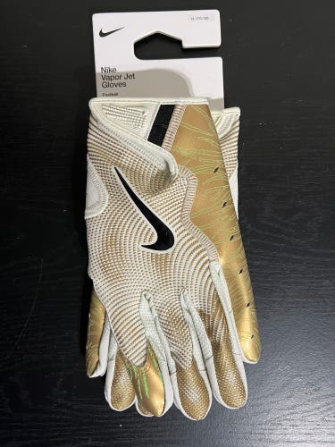 Nike Vapor Jet 8.0 Reciever Football Gloves Size XL White/Gold/Green/Black