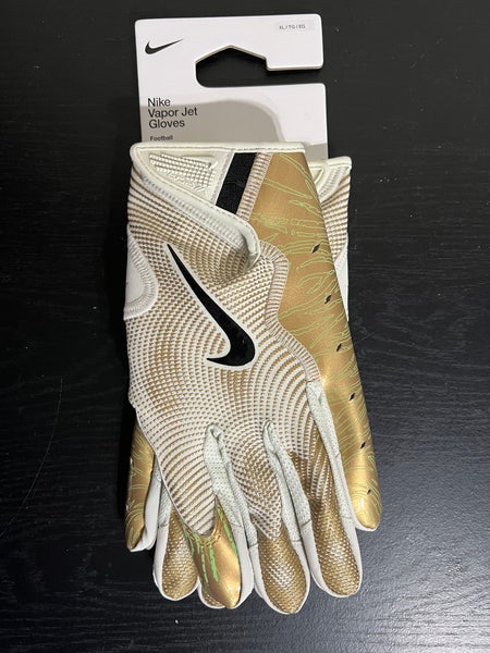 Nike Vapor Jet 8.0 Reciever Football Gloves Size XL White/Gold/Green/Black