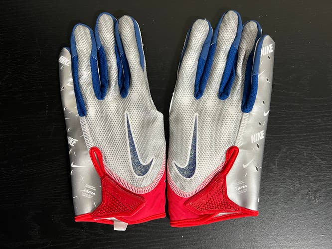 Nike Vapor Jet 7.0 Energy Receiver Football Gloves Size XL Silver / Red / Blue