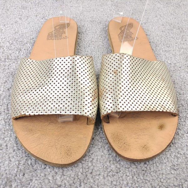 Ancient Greek Sandals Womens Size 41 EU Shoes Leather Metallic Gold Flats