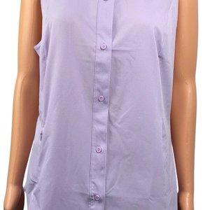 Eddie Bauer Womens Large Stretch Purple Button Front Sleeveless Tech Shirt New