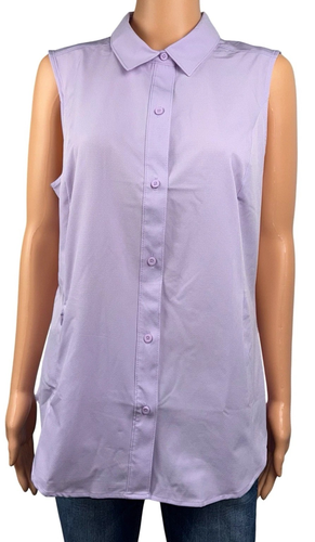 Eddie Bauer Womens Large Stretch Purple Button Front Sleeveless Tech Shirt New