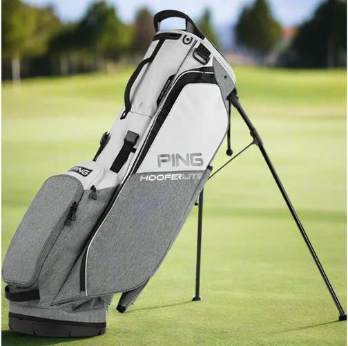PING 2025 Hoofer Lite 4-Way Stand Carry Golf Bag Heather Gray/Platinum/Black NEW