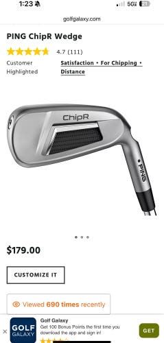 2024 Ping ChipR Right Handed Wedge Steel Shaft (New)