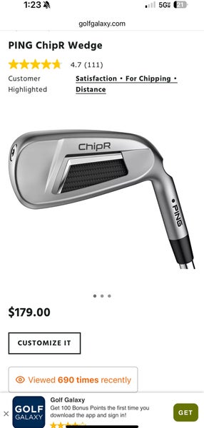 2024 Ping ChipR Right Handed Wedge Steel Shaft (New)