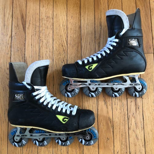 GRAF 703 Hockey skates converted Inline LEBEDA 9000 HUM’ER LITE chassis *NEW bearings & wheels*