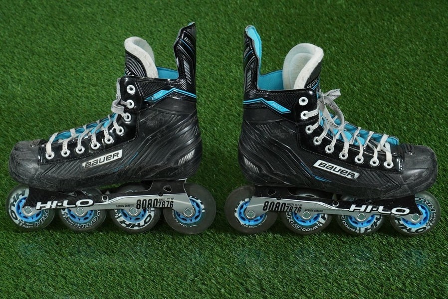 BAUER RSX INLINE ROLLER HOCKEY SKATES SIZE 8.5, US SHOE 10.5, EU 44 BLACK / BLUE