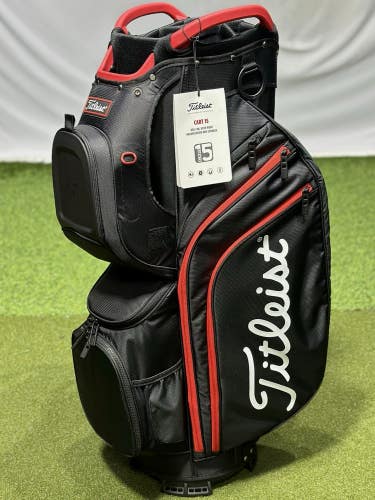 Titleist Cart 15 Golf Cart Bag - 15-Way Divider - Black/Black/Red NEW!