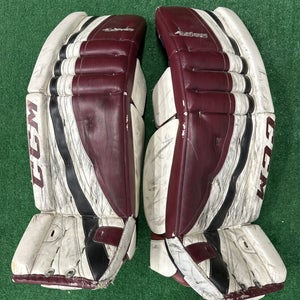 White 38" Senior CCM Extreme Flex Pro Goalie Leg Pads Pro Stock (Used)